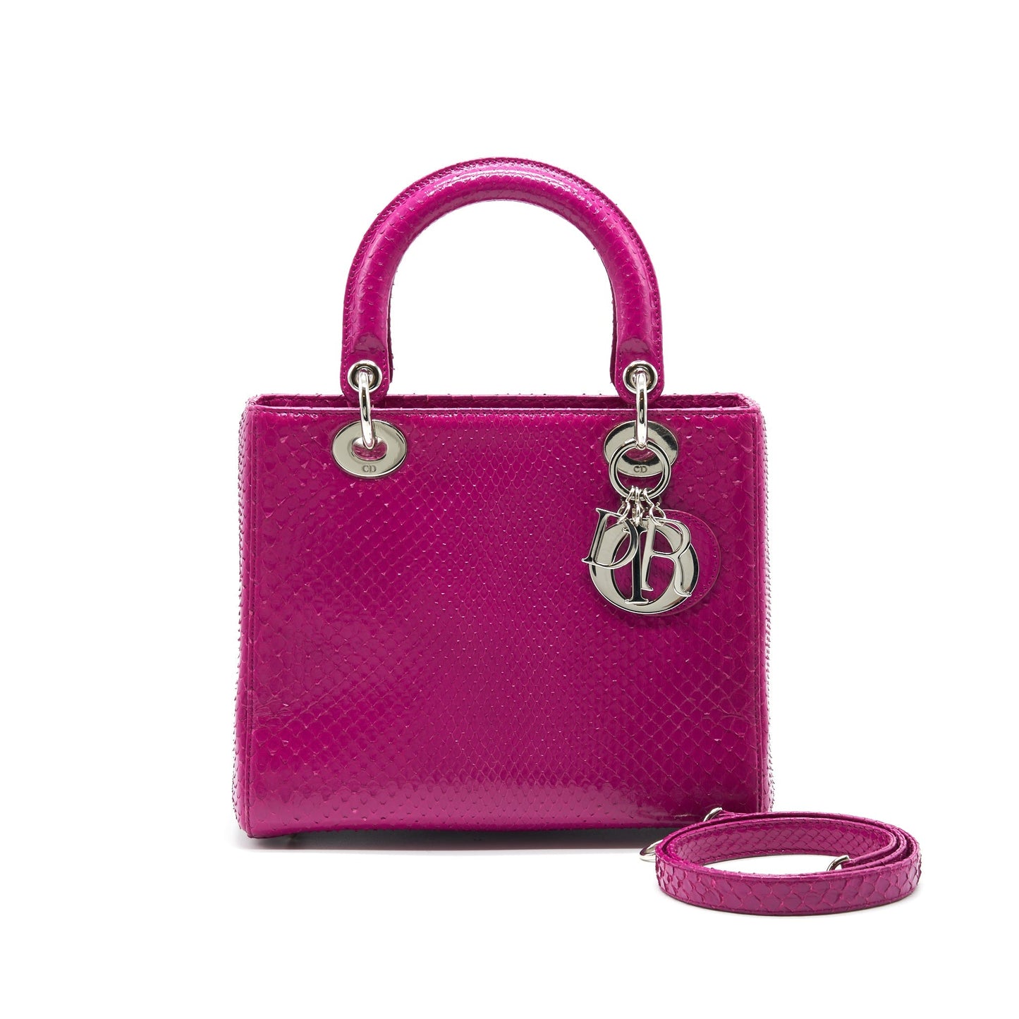 Luxury Dior Python Medium Lady Luxury Dior Bag Plum Pink SHW