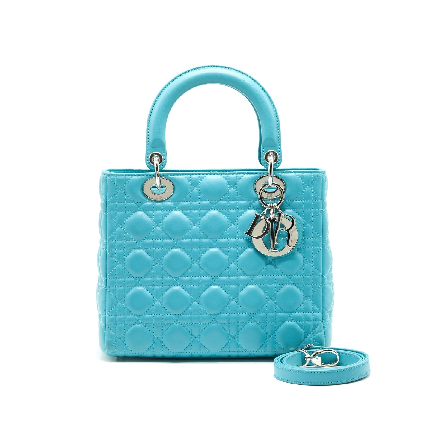 Luxury Dior Medium Lady Luxury Dior Lambskin Blue SHW