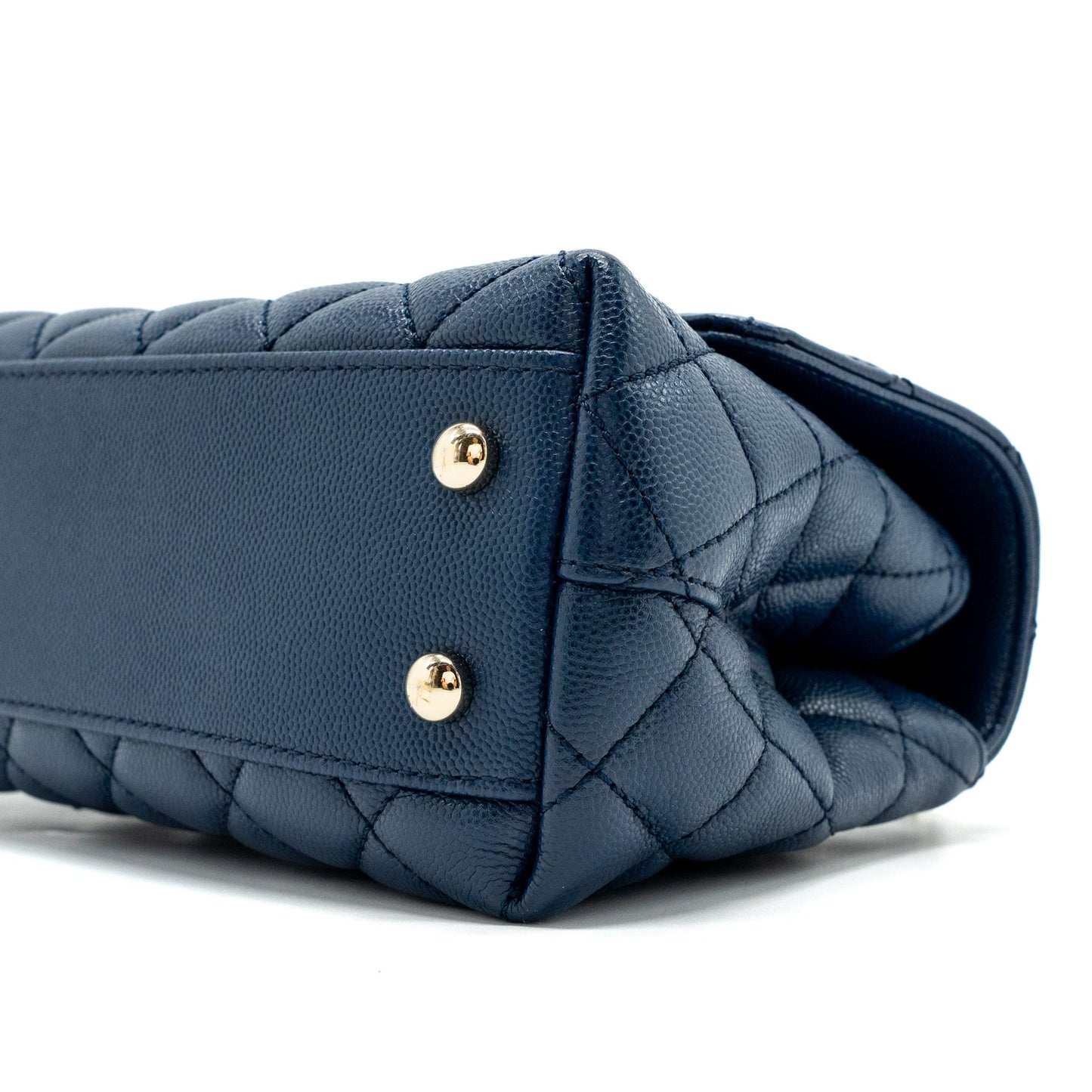 Chanel Small Coco Handle With Lizard Embossed Handle Caviar Navy LGHW(microchip)