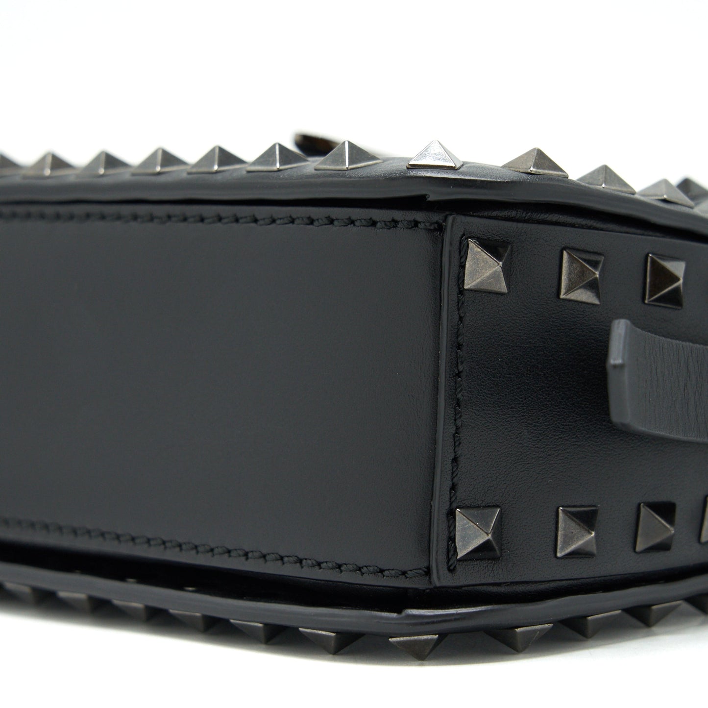 Valentino Garavani small Rockstud Grainy Calfskin Crossbody Bag Black SHW