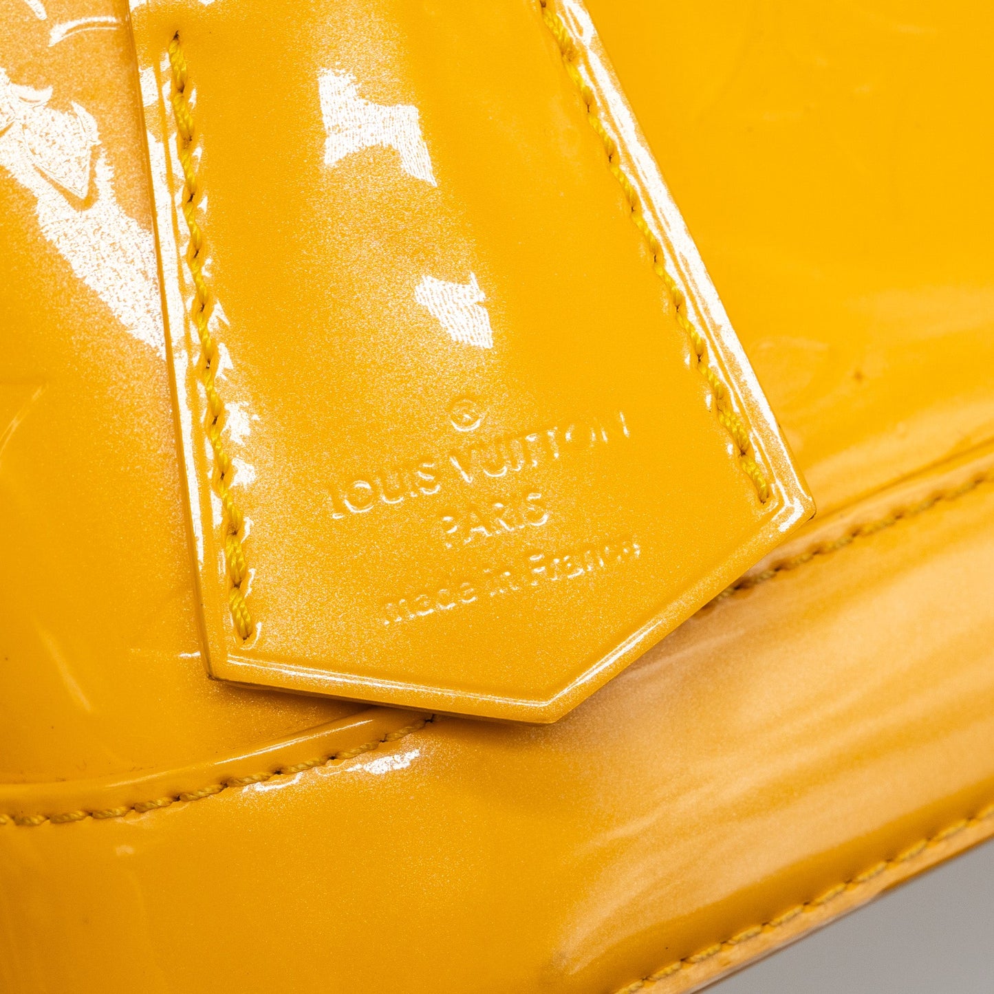 Louis Vuitton alma bb patent yellow LGHW