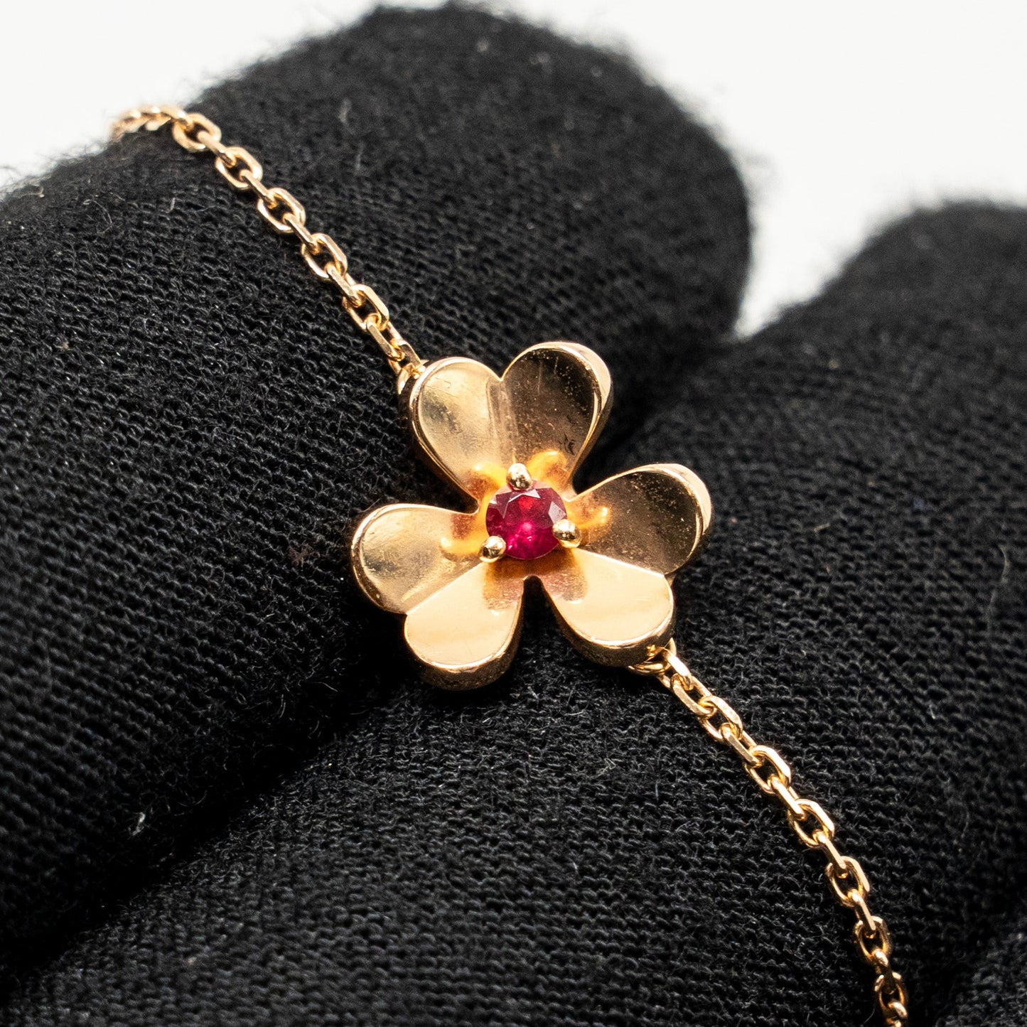 Van Cleef & Arpels Frivole Bracelet , Mini Model Rose Gold with Ruby Stone