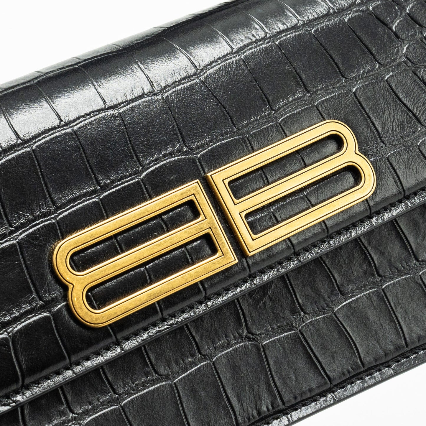 Balenciaga Gossip shoulder bag croc-embossed calfskin black GHW