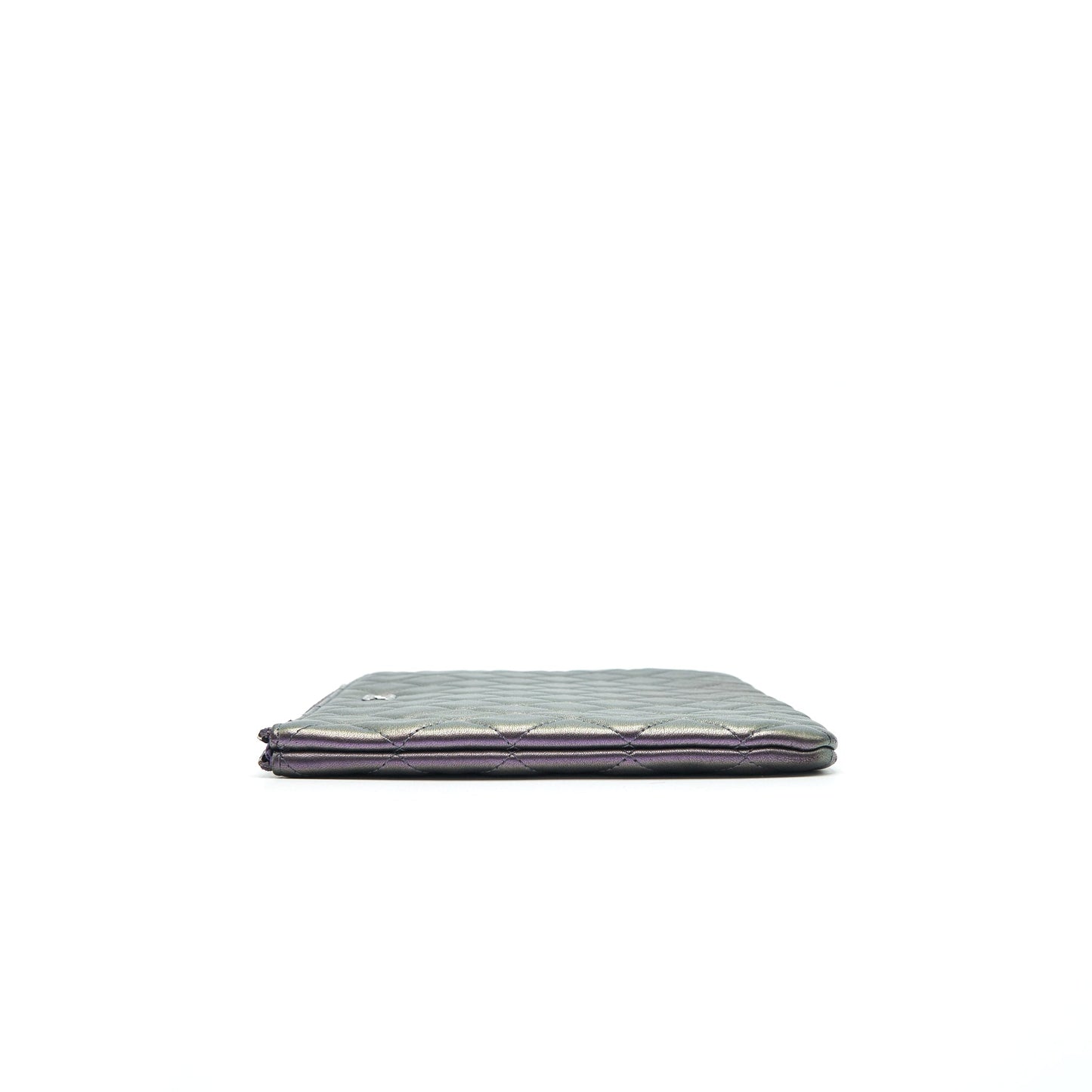 Chanel Quilted Leather Clutch Bag in Metallic Purple