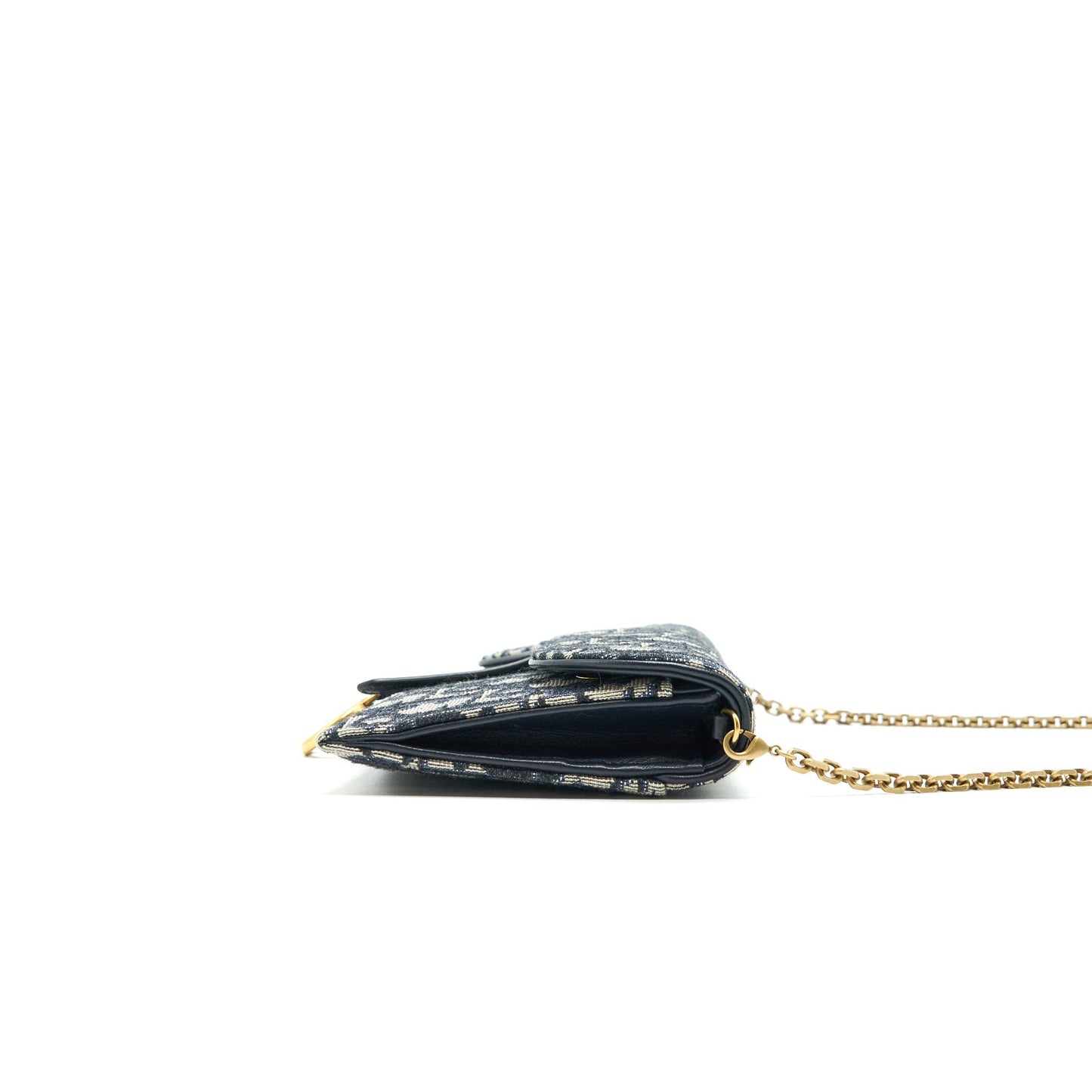 Luxury Dior Oblique Jacquard Saddle Wallet With Chain