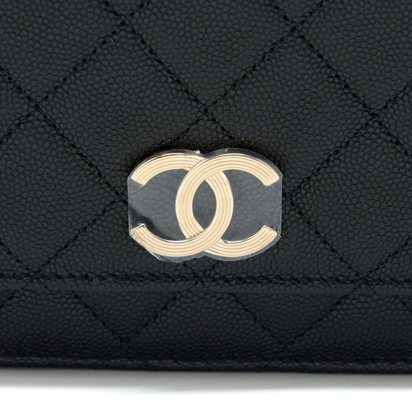 Chanel 23C Giant CC Logo Wallet on Chain Caviar Black LGHW (Microchip)