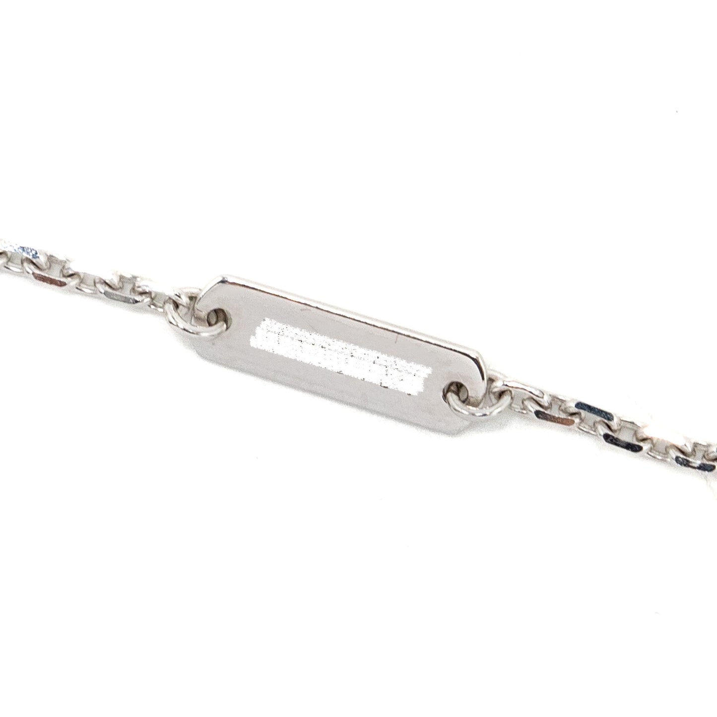 Van Cleef & Arpels Angle Filed Trace Chain With Perlee Clovers Pendant White Gold, Diamonds (Sell In a Set)