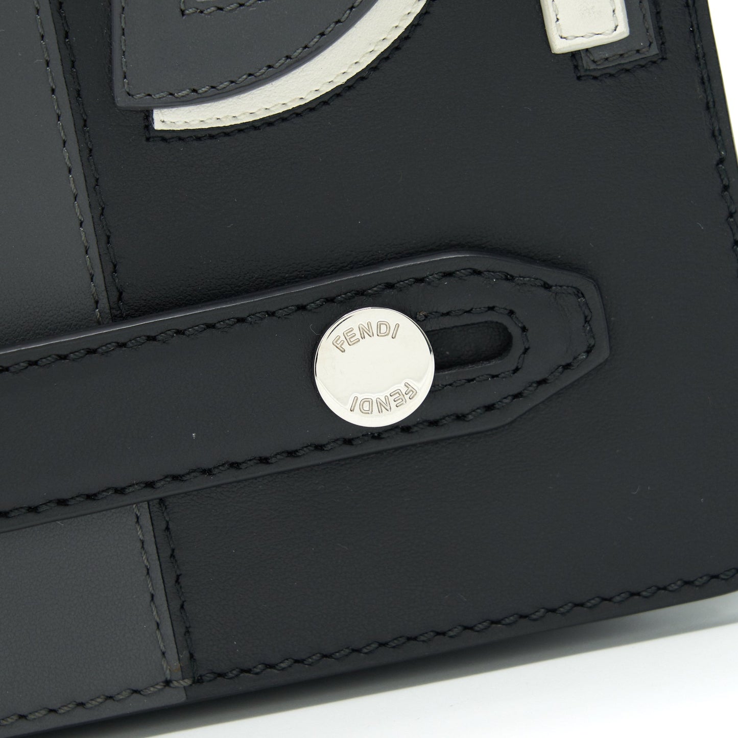 FENDI VOCABULARY 3D LOGO LEATHER POUCH WITH INITIAL