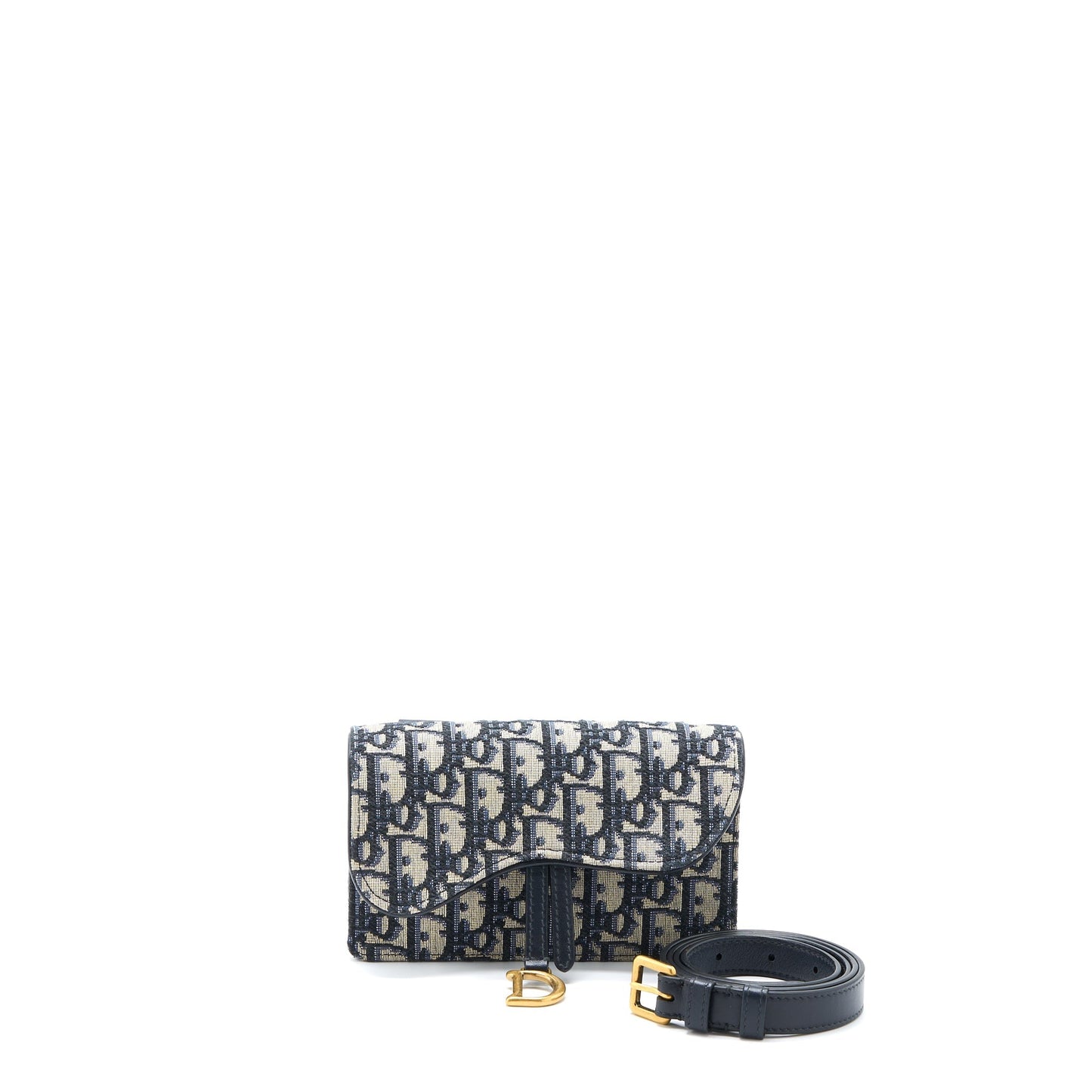Luxury Dior Saddle Belt Bag Blue Oblique Jacquard Canvas GHW