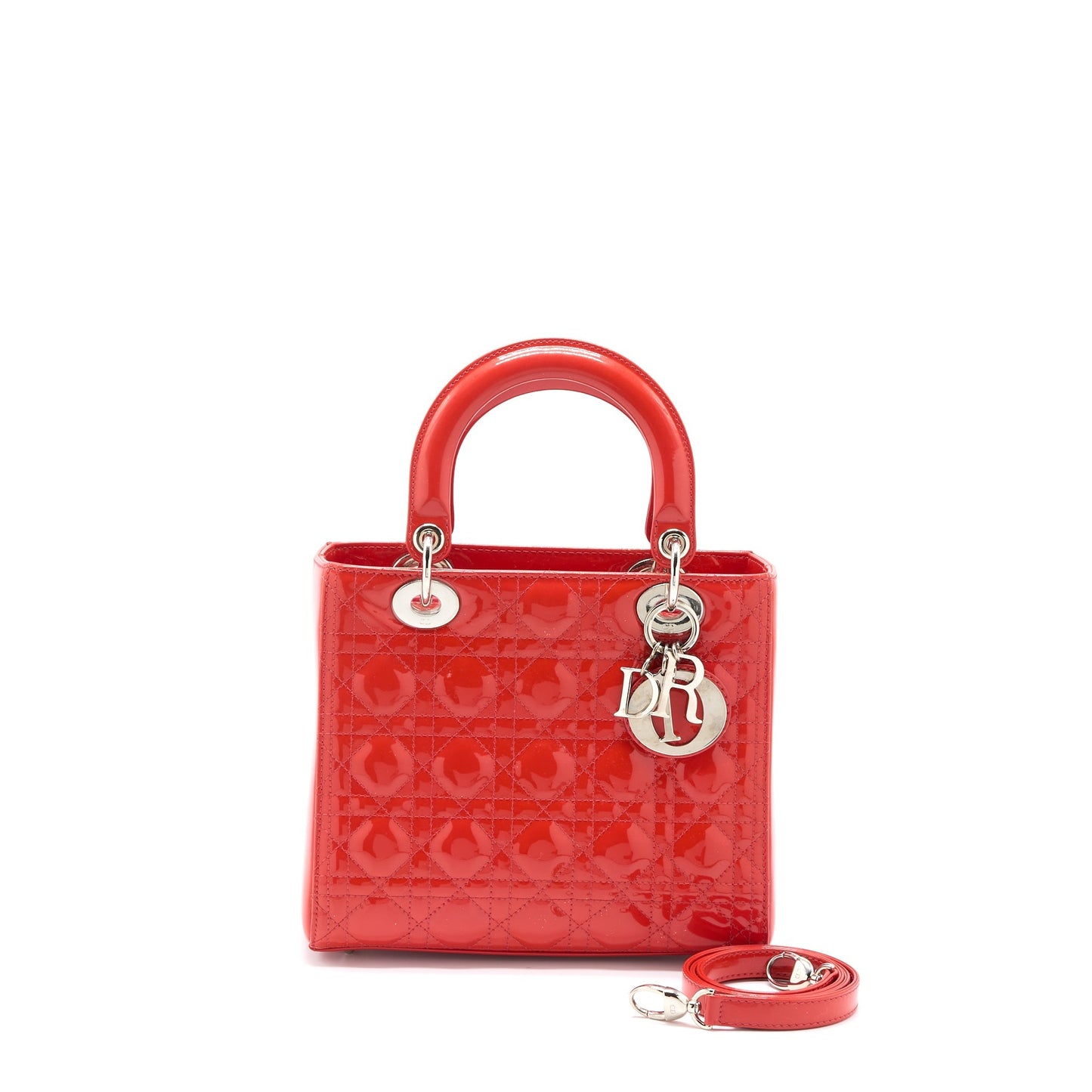 Luxury Dior Medium Lady Luxury Dior Patent Coral SHW