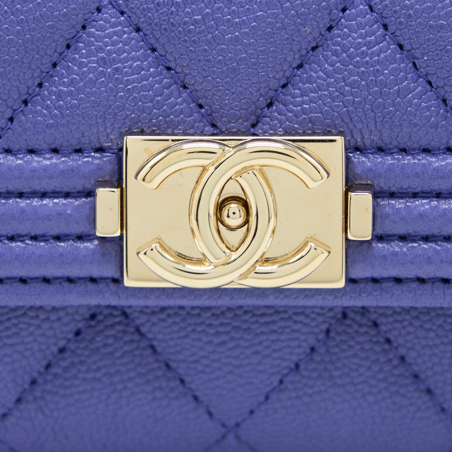 Chanel Boy Card Holder Caviar Purple LGHW