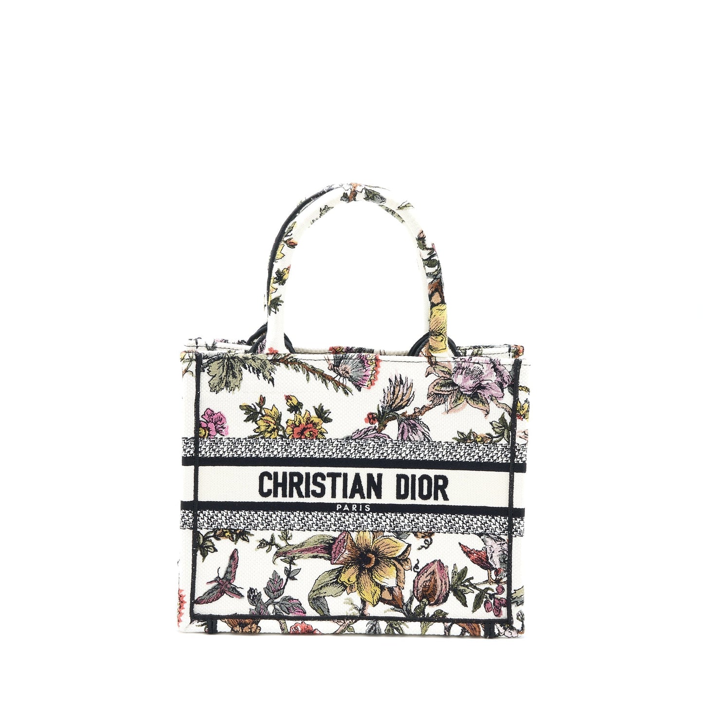 Luxury Dior Small Book Tote Luxury Dior Petites Fleurs Embroidery Canvas White Multicolour