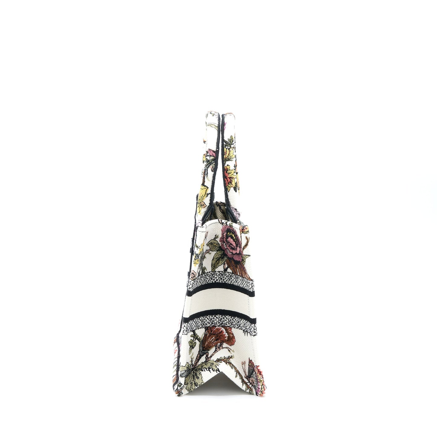 Luxury Dior Small Book Tote Luxury Dior Petites Fleurs Embroidery Canvas White Multicolour