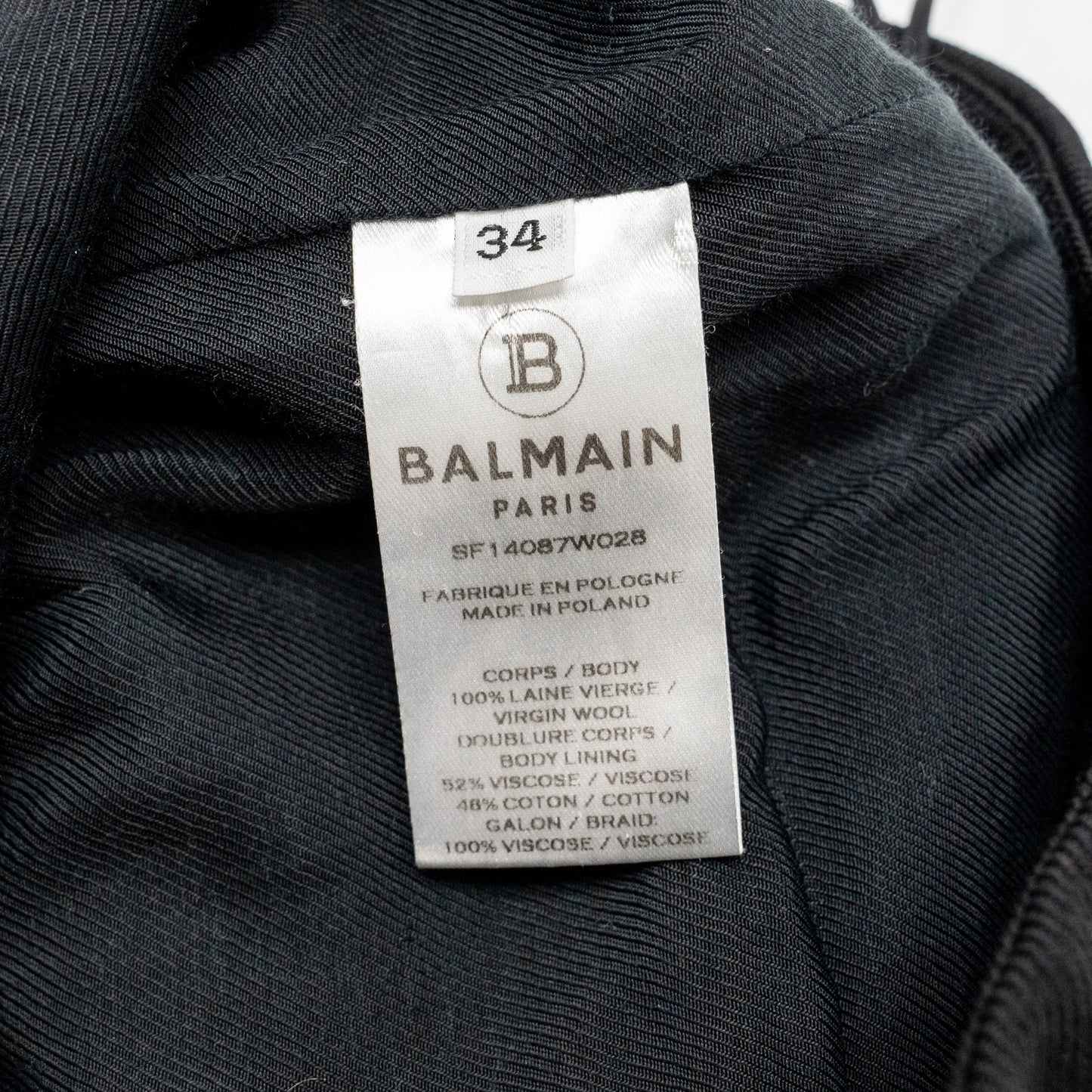 Balmain Size 34 Mini Skirt With Golden Button-detail Wool Black