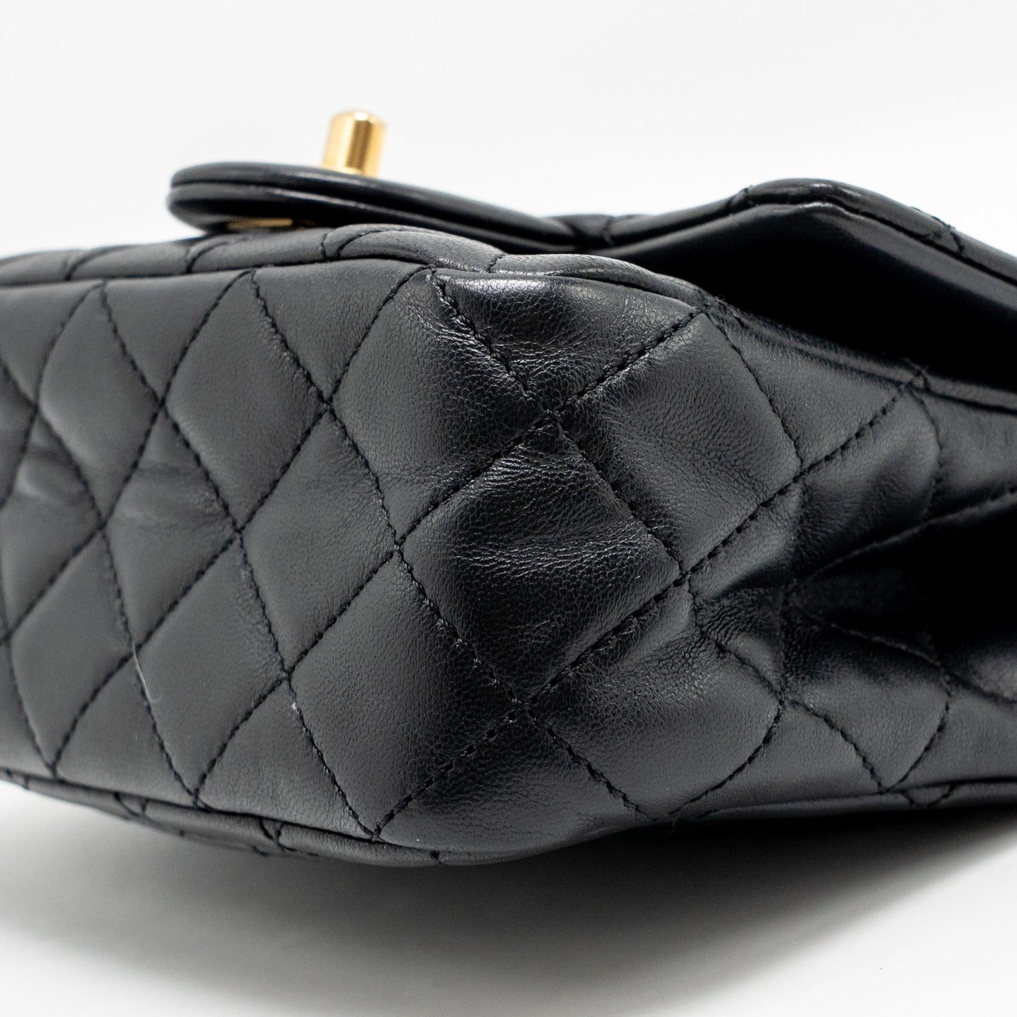 Chanel Pearl Crush Mini Square Flap Bag Lambskin Black GHW (microchip)