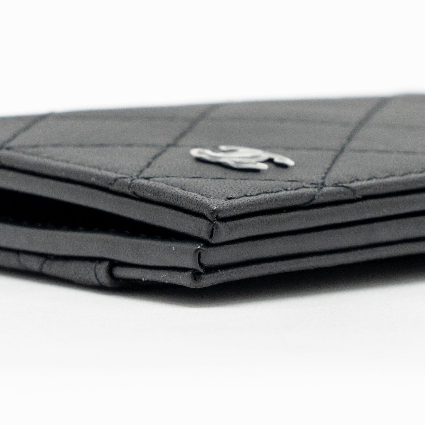 Chanel Quilted CC Card Holder Calfskin Black with Black Hardware (Microchip)