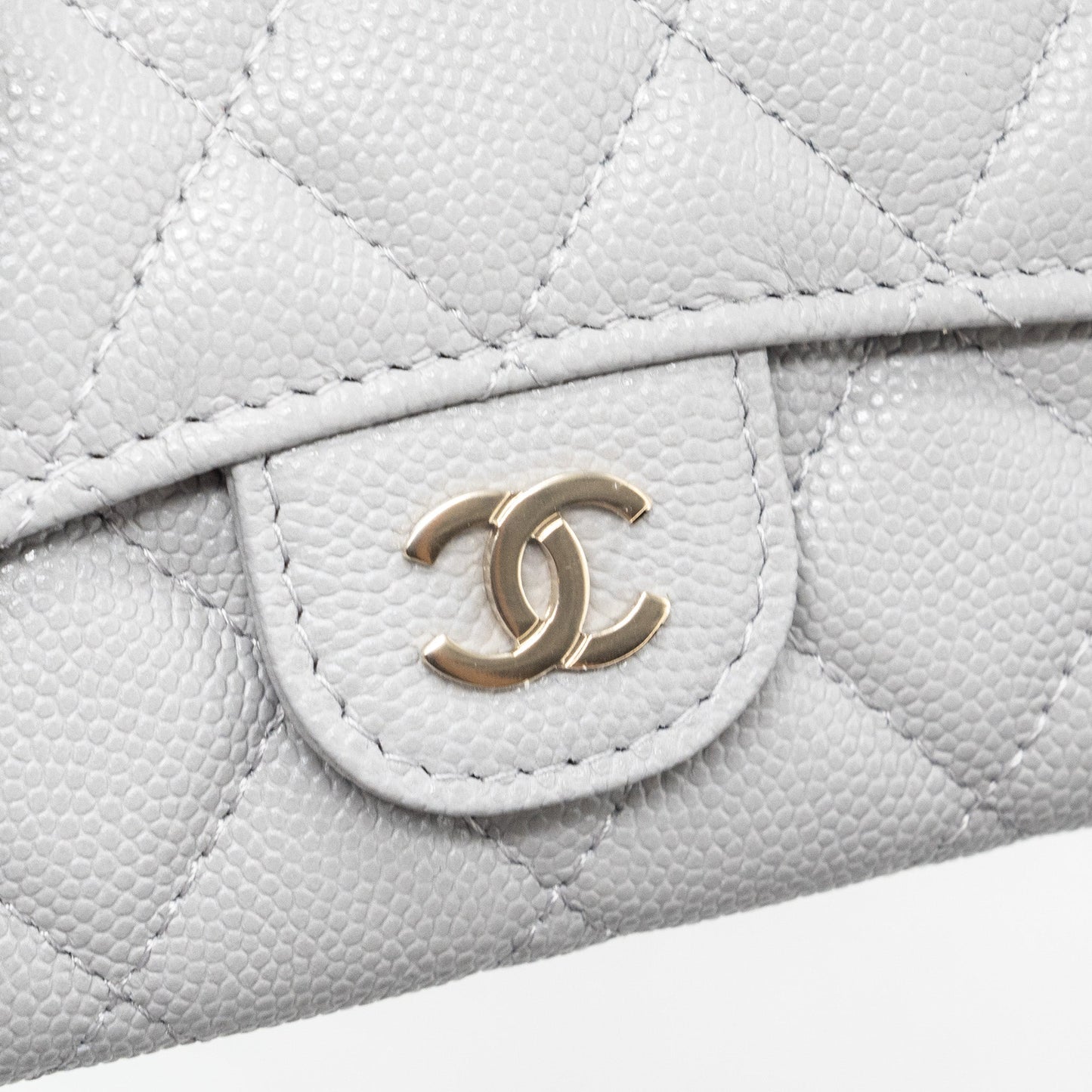 Chanel Classic Flap Card Holder Caviar Light Grey LGHW
