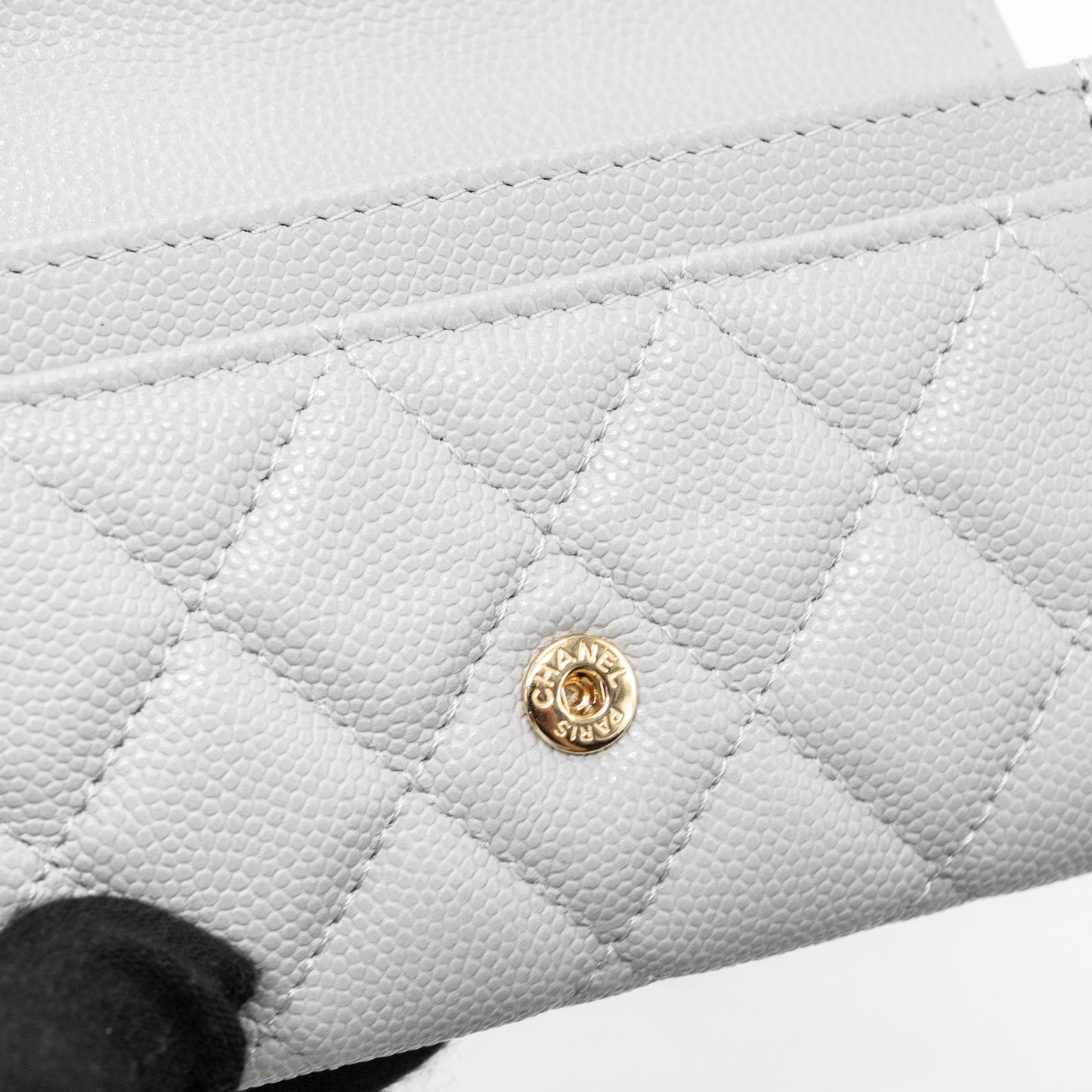 Chanel Classic Flap Card Holder Caviar Light Grey LGHW
