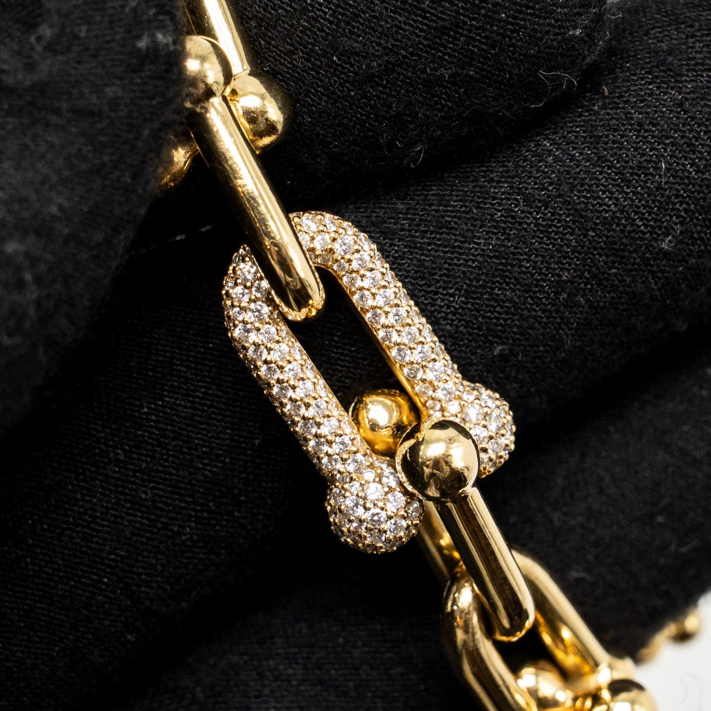 Tiffany Size Small Tiffany Hardware Large Link Bracelet Yellow Gold/Diamonds