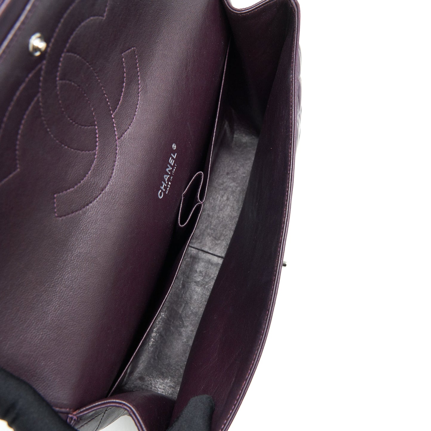 Chanel Maxi Double Flap Bag Lambskin Burgundy SHW