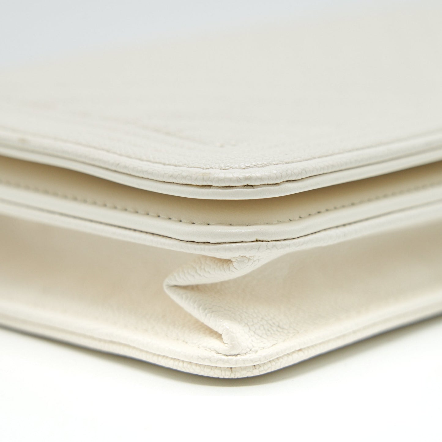 Chanel Chevron Caviar Wallet on Chain Ivory LGHW