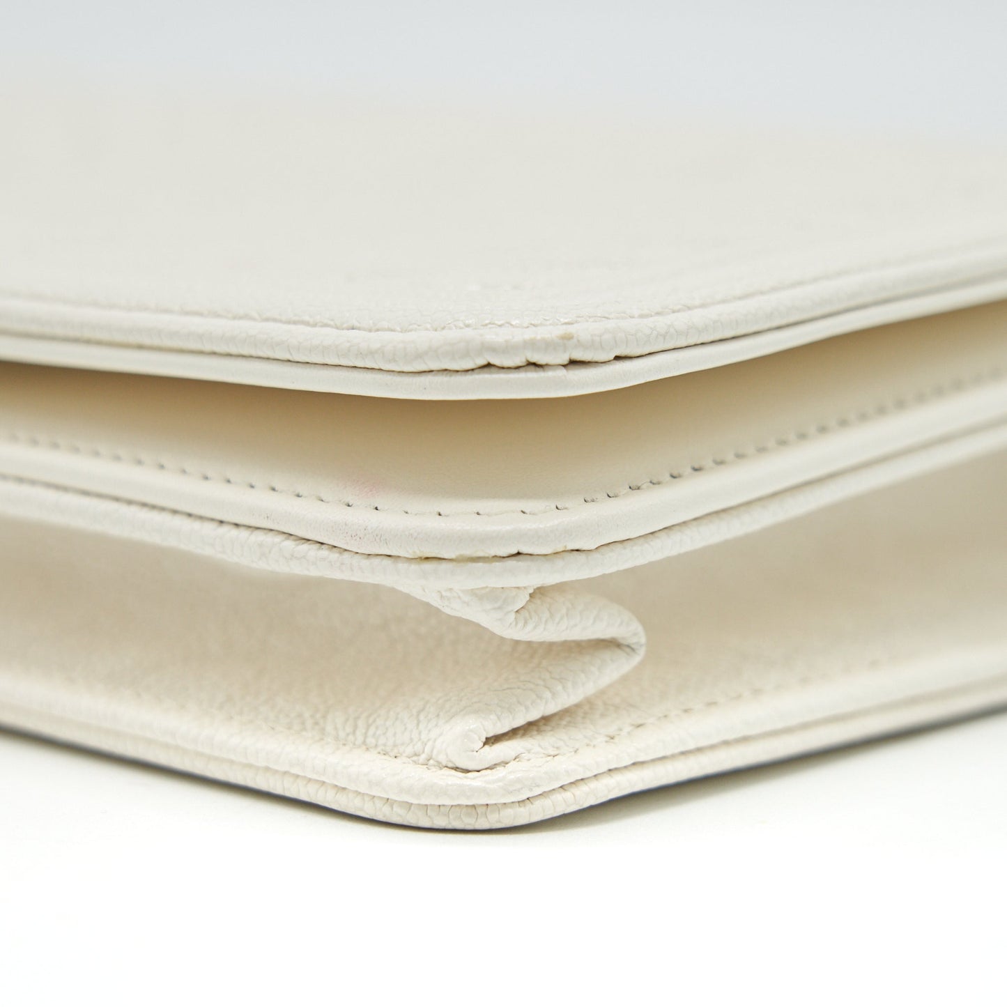 Chanel Chevron Caviar Wallet on Chain Ivory LGHW