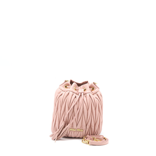 Miumiu Secchiello Matelasse Crossbody Bag Nappa Lambskin Pink GHW
