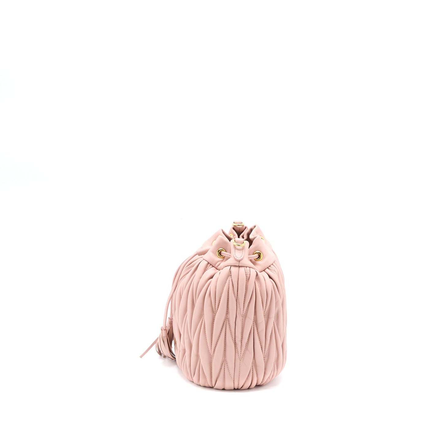 Miumiu Secchiello Matelasse Crossbody Bag Nappa Lambskin Pink GHW