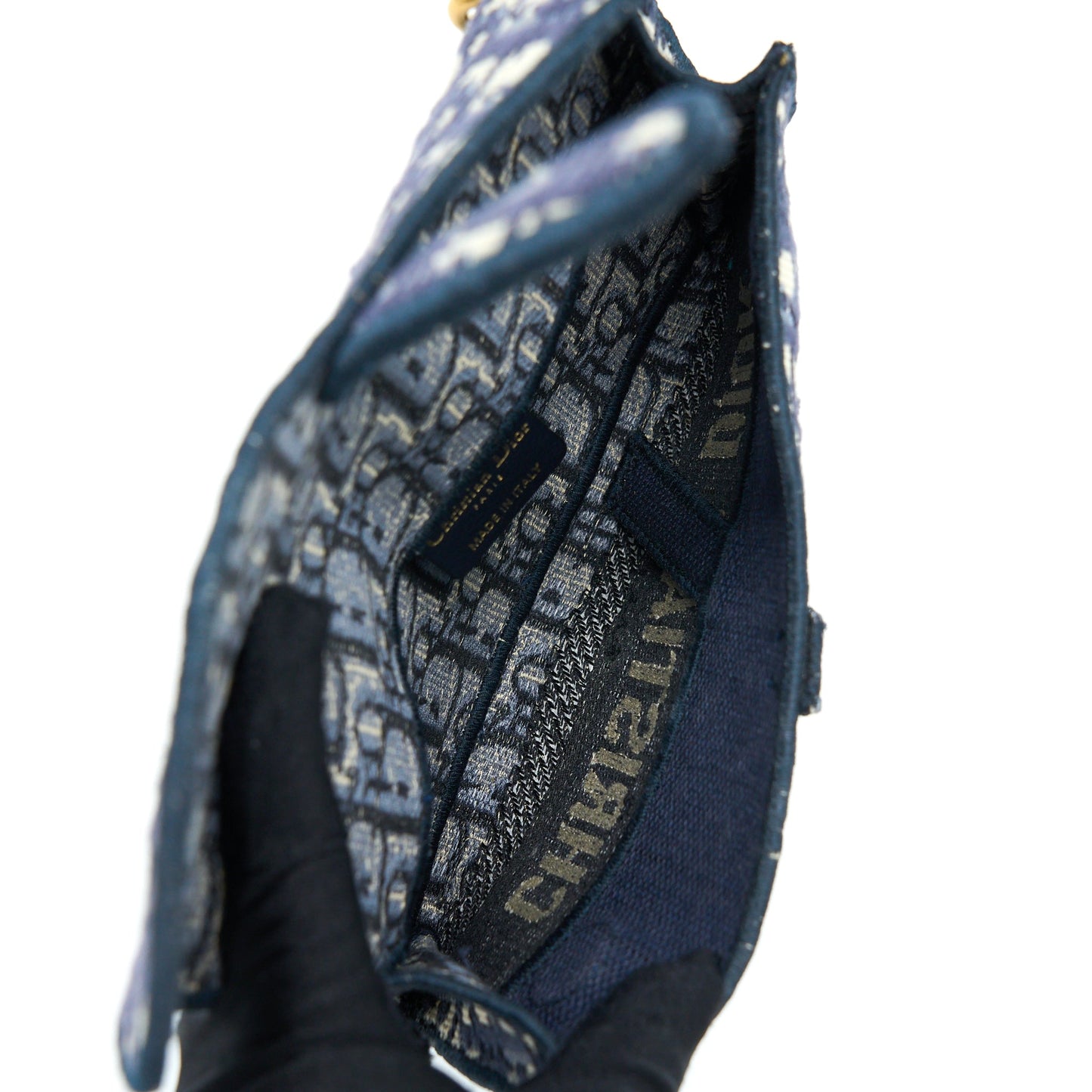 Luxury Dior Saddle Slim Pouch Blue Luxury Dior Oblique Embroidery