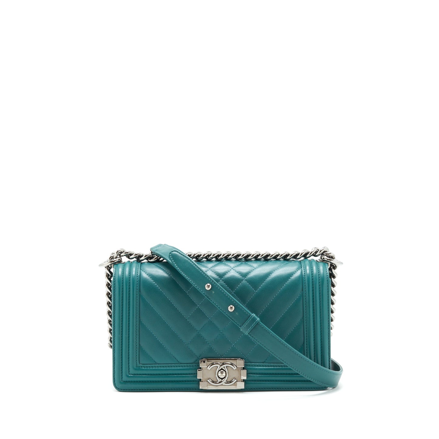 Chanel Medium Boy lambskin green SHW
