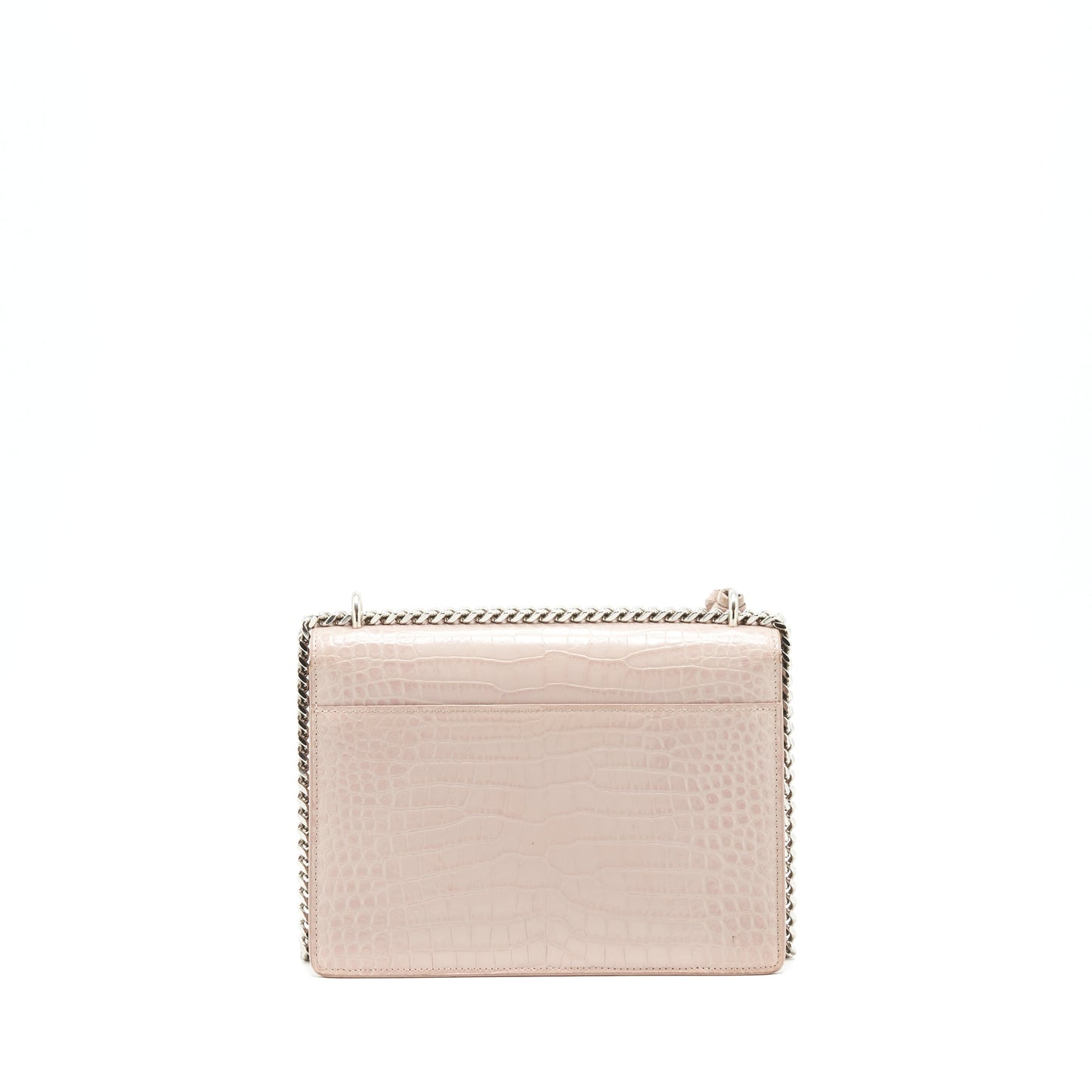 Saint Laurent sunset Bag crocodile embossed pink SHW