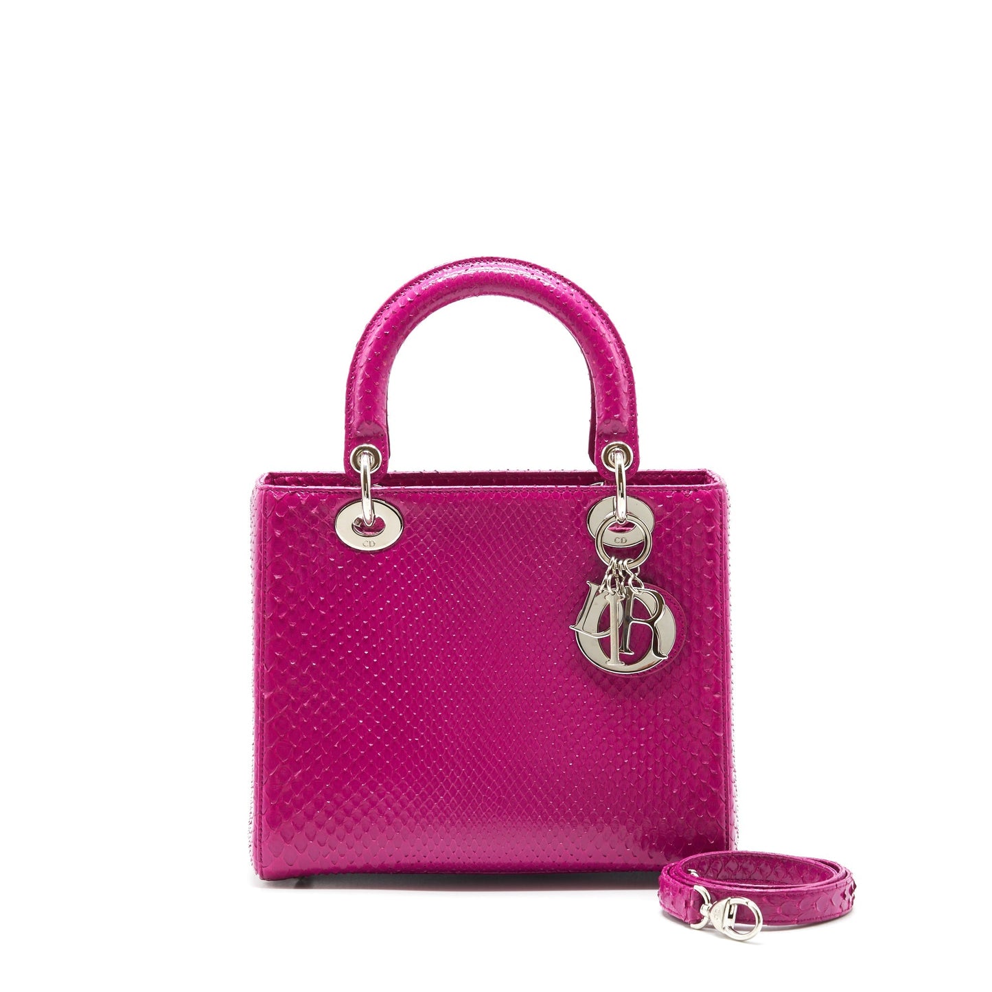 Luxury Dior Medium Lady Luxury Dior bag Python Dark Pink SHW