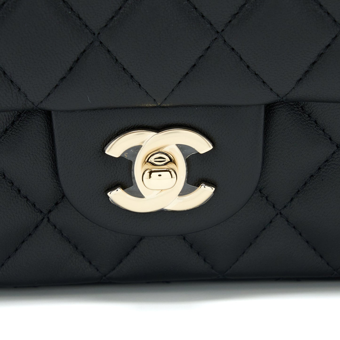 Chanel Top Handle Mini Rectangular Flap Bag Lambskin Black LGHW (Microchip)