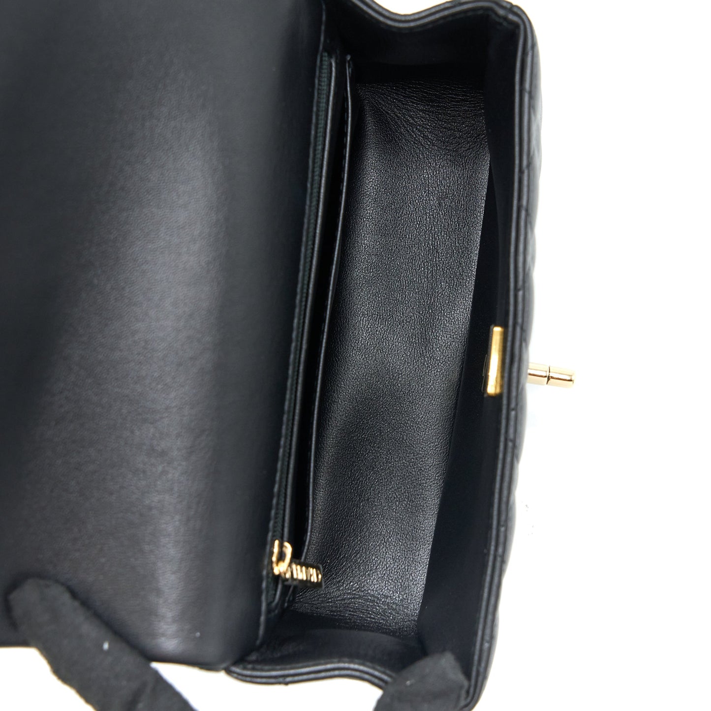 Chanel Top Handle Mini Rectangular Flap Bag Lambskin Black LGHW (Microchip)