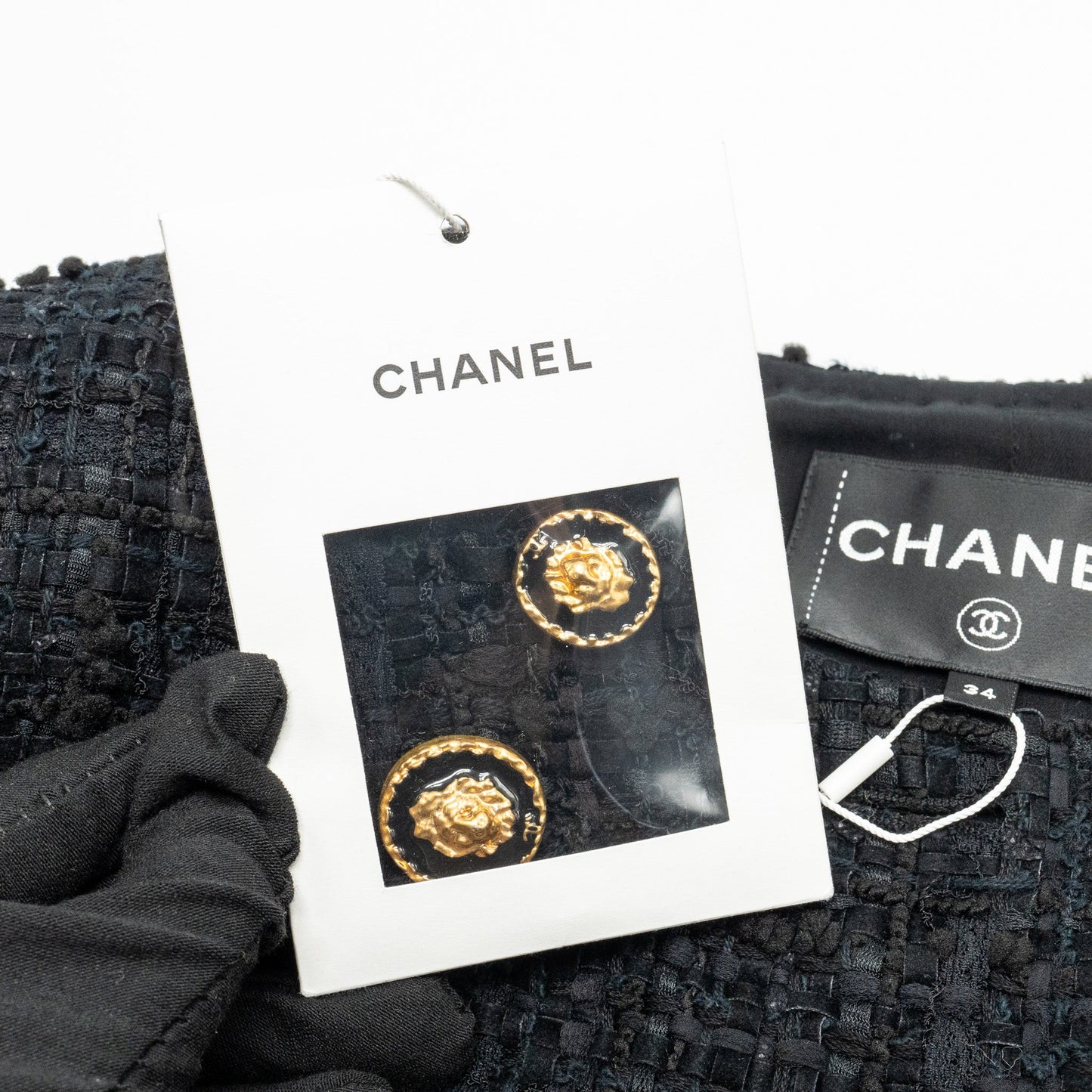 Chanel 21A Size 34 Jumpsuit Jacket Tweed Black/Burgundy/Gold