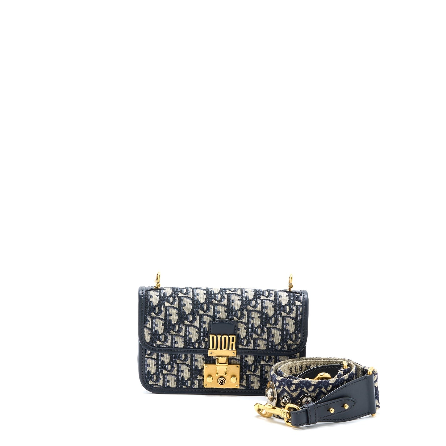 Luxury Dior Addict Flap Bag Blue Luxury Dior Oblique Jacquard GHW