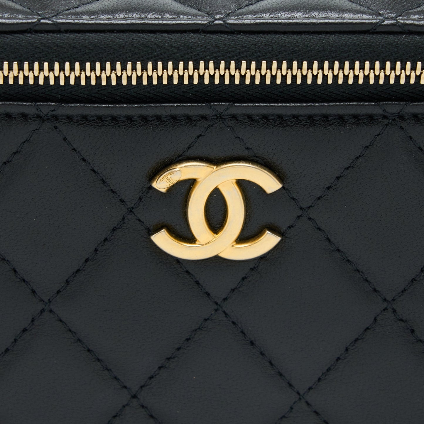 Chanel Top Twist Chain Handle Long Vanity with Chain Lambskin Black Brushed GHW (Microchip)