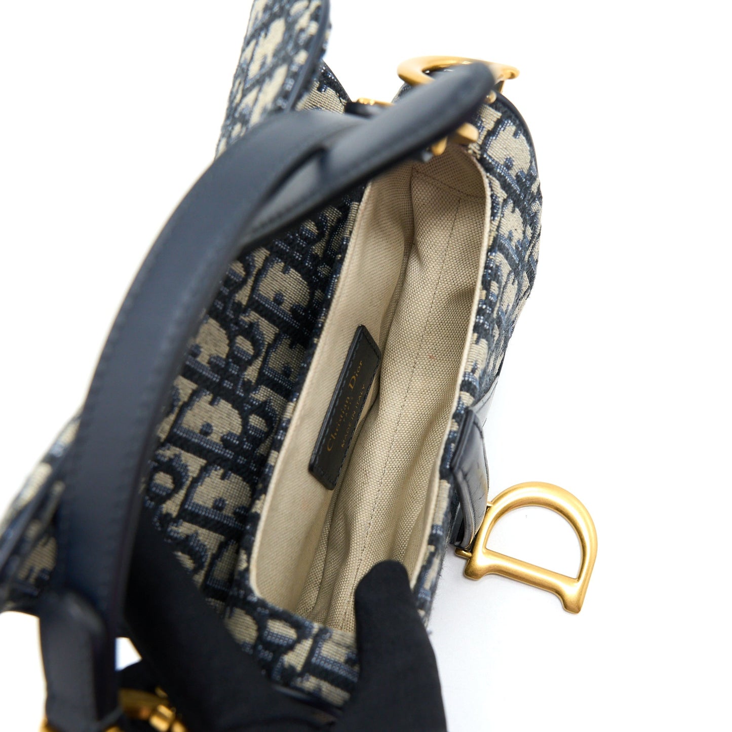 Luxury Dior Mini Saddle Blue Oblique GHW