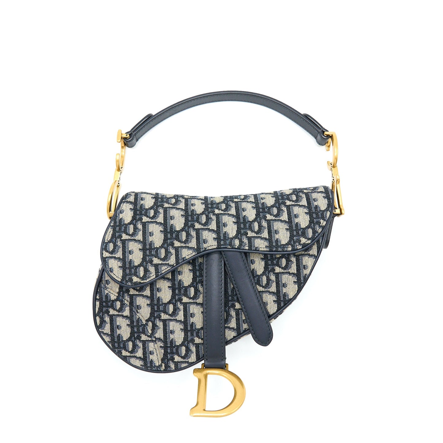 Luxury Dior Mini Saddle Blue Oblique GHW