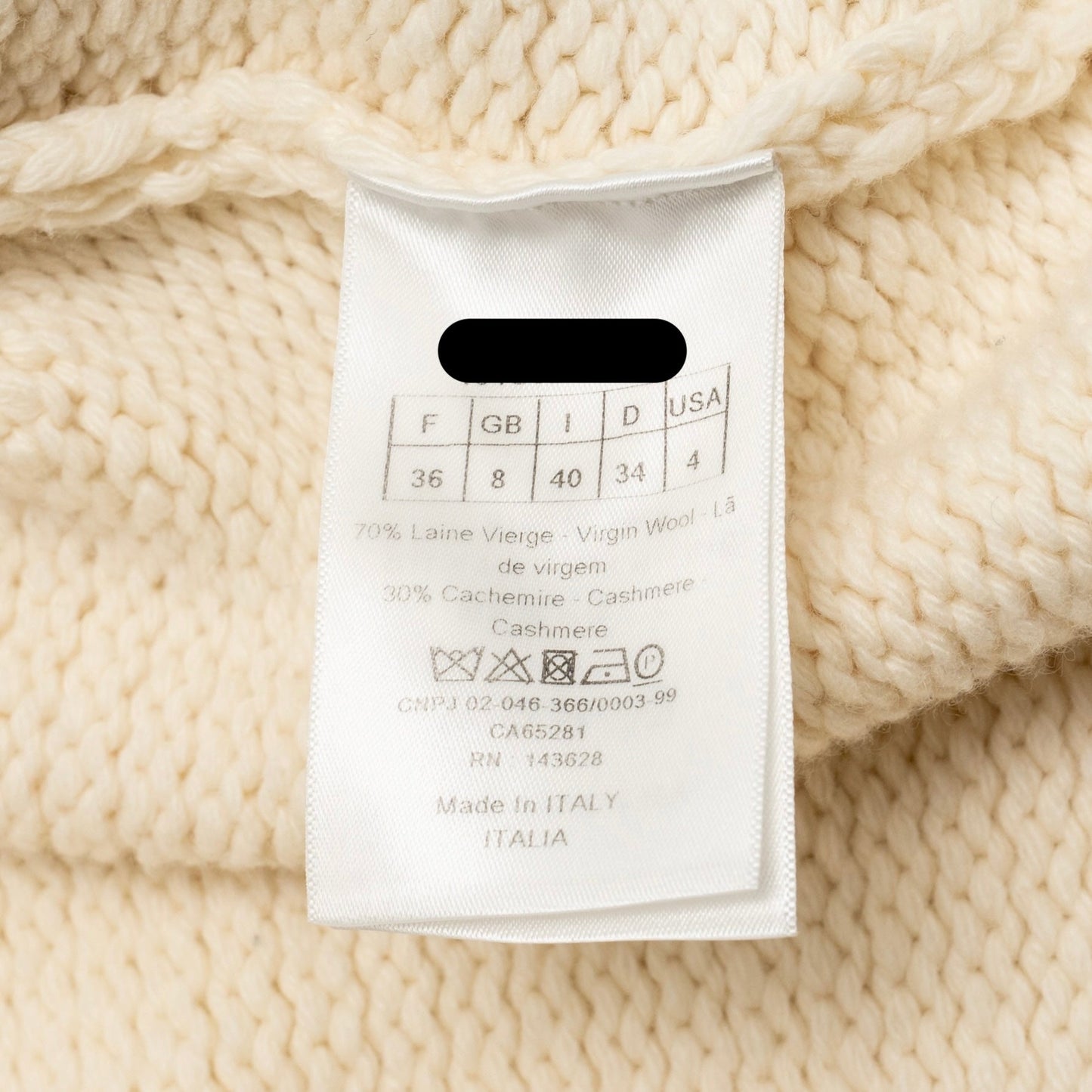 Dior Size 36 Marineiere Cardigan Virgin Wool/Cashmere Beige