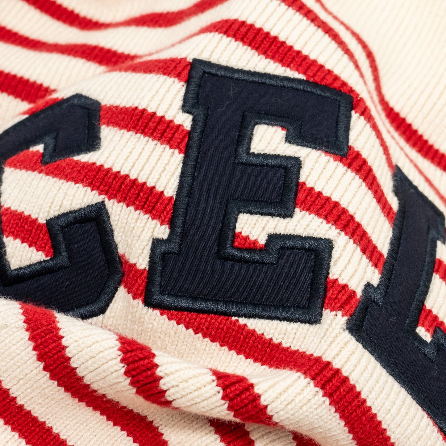 Celine Size XS Striped Logo Sweater Cotton/Polyamide Red/White