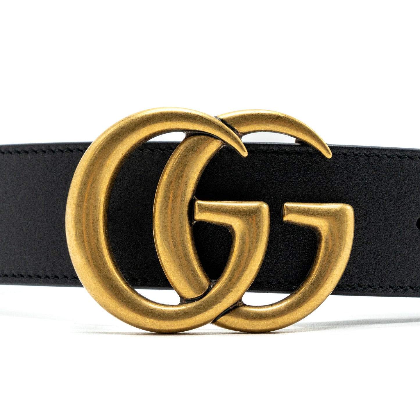 Gucci size 80 4cm width GG Marmont leather belt black GHW