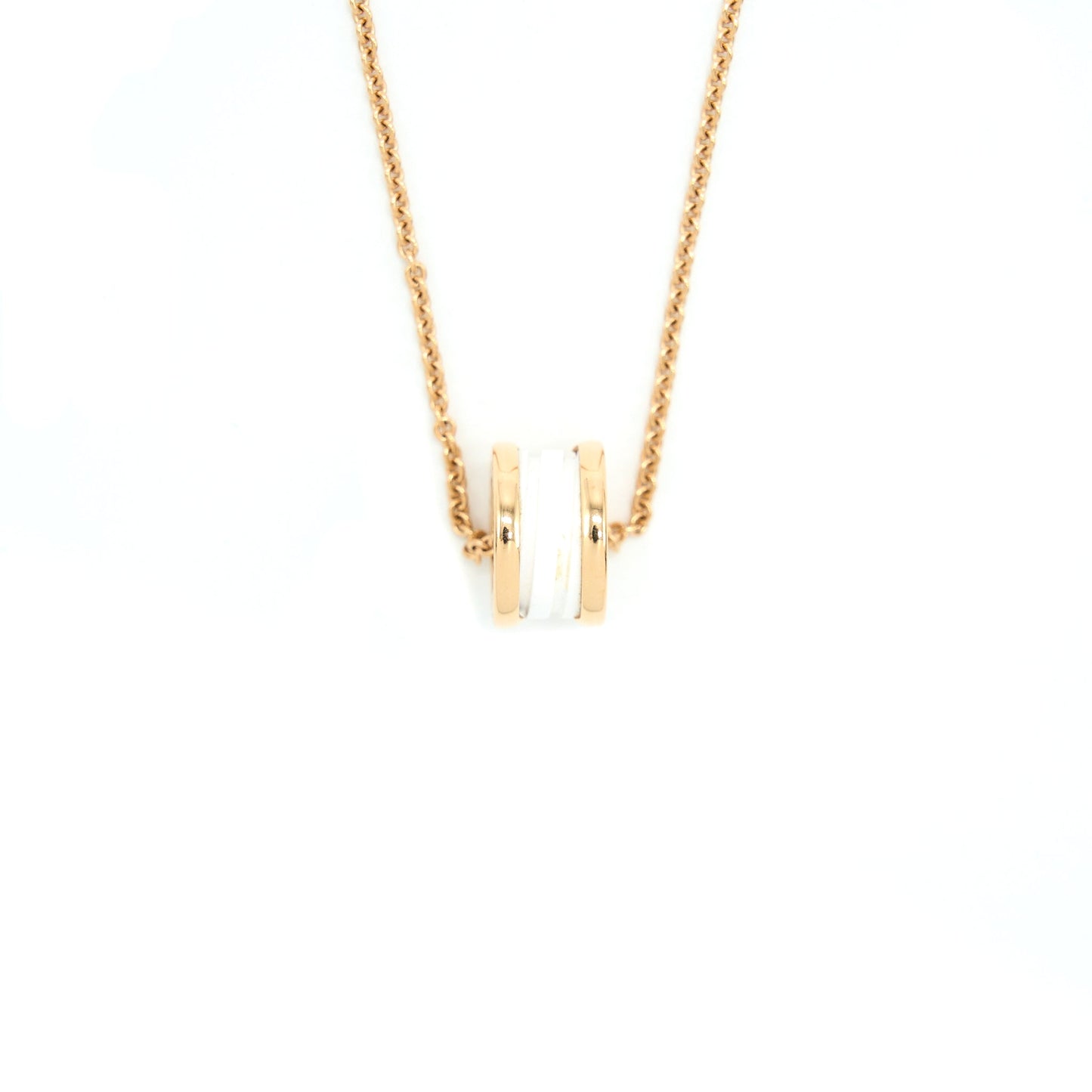 Bvlgari B.Zero Necklace Rose Gold With White Ceramic