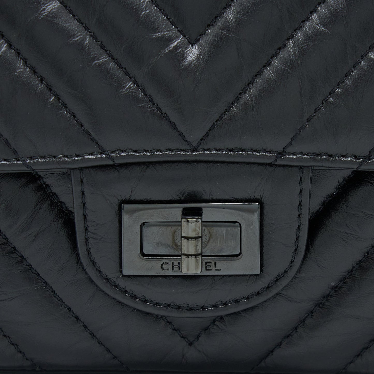 Chanel Mini Reissue 2.55 Flap Bag Chevron Aged Calfskin So Black