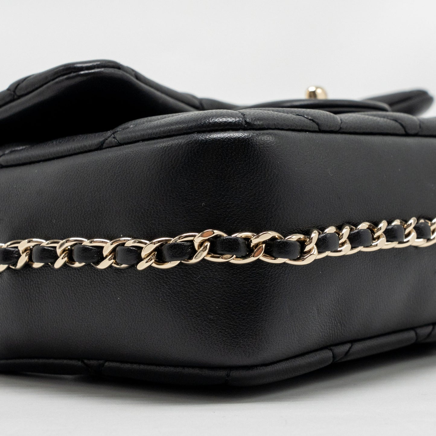 Chanel Quilted Flap Bag with Pearl Detailed Chain Lambskin Black LGHW