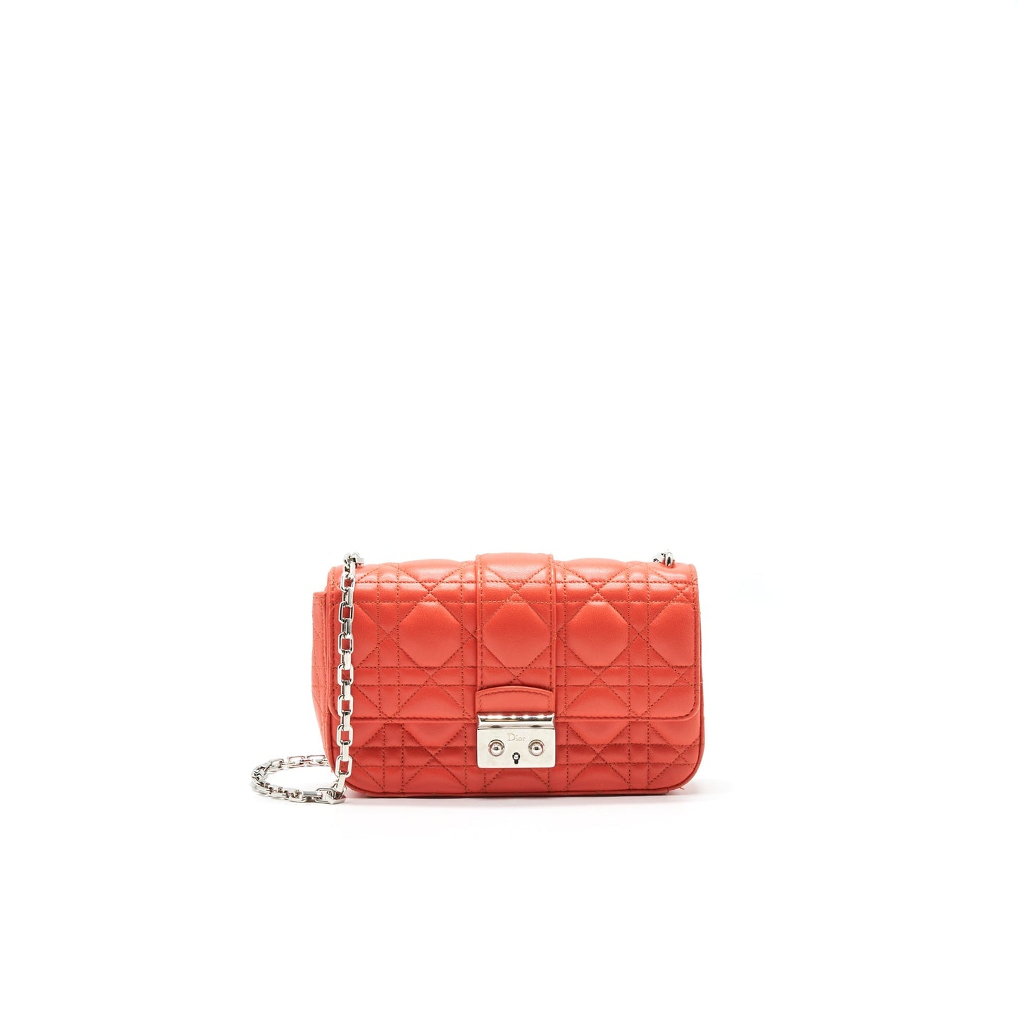 Christian Luxury Dior Small Miss Luxury Dior Flap Bag In Coral SHW