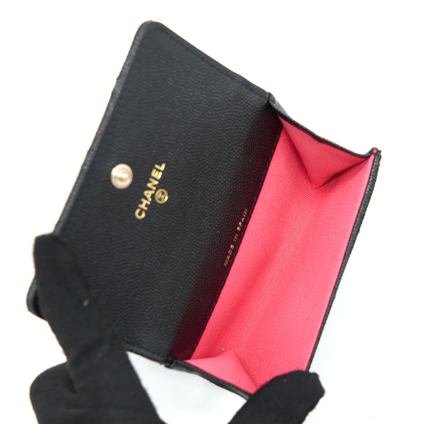 Chanel 23P Detailed Logo Flap Card Holder Caviar Black LGHW (Microchip)