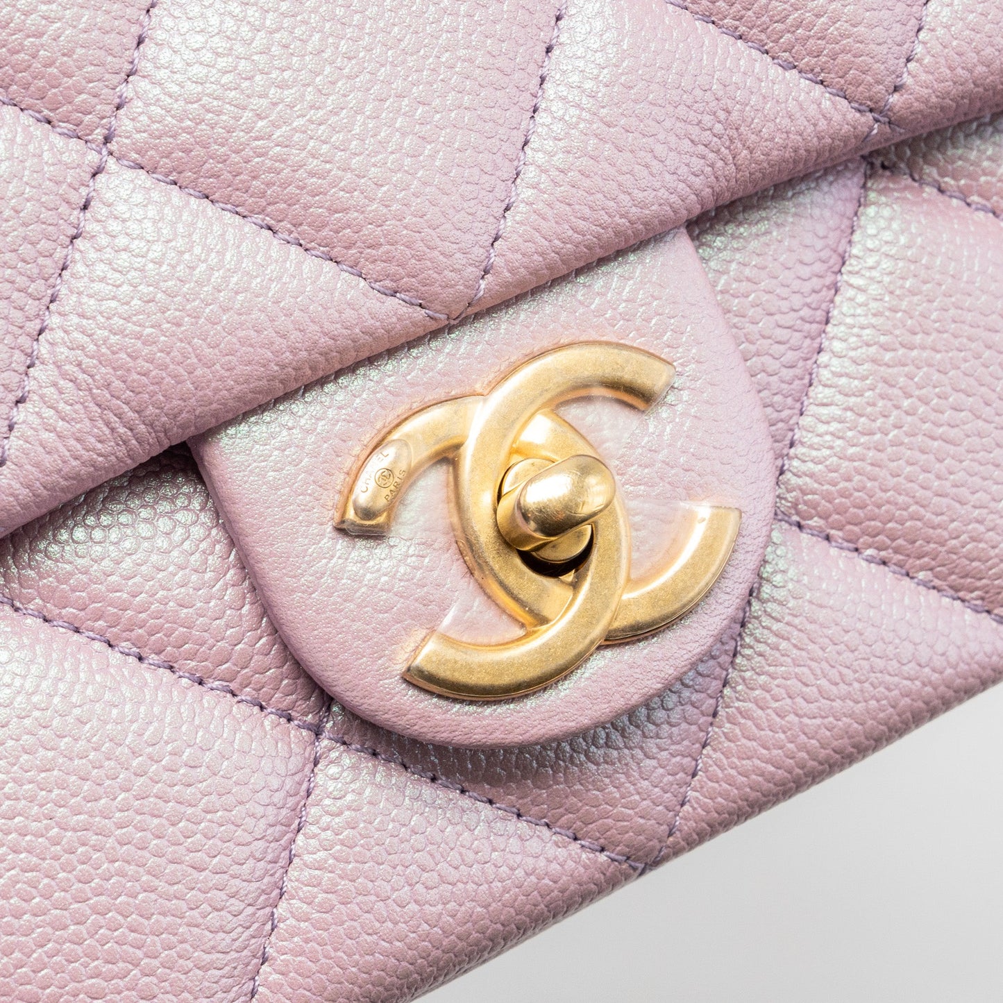 Chanel My Perfect Mini square flap bag caviar pink GHW (microchip)