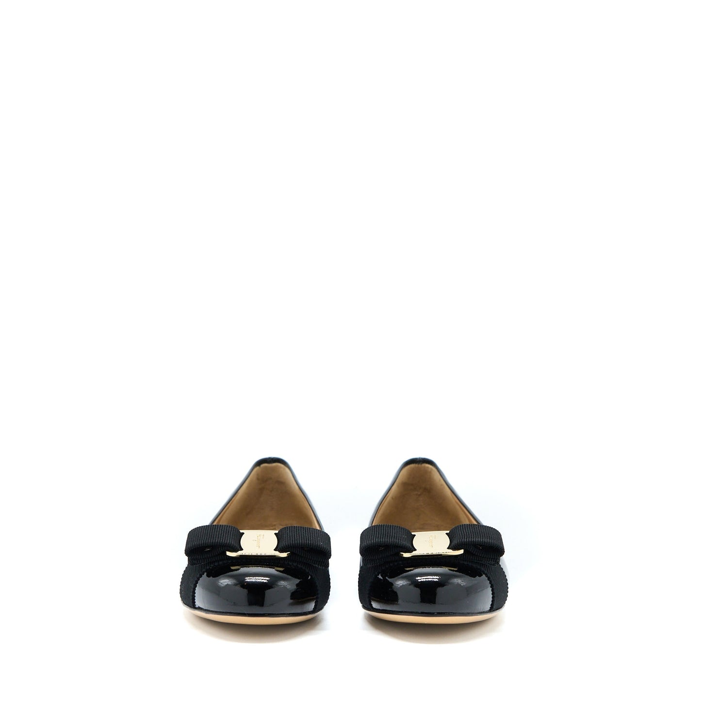 Salvatore Ferragamo Size 5D Varuna Ballet Flats Patent Black GHW