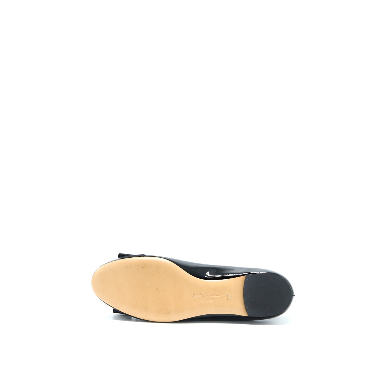 Salvatore Ferragamo Size 5D Varuna Ballet Flats Patent Black GHW